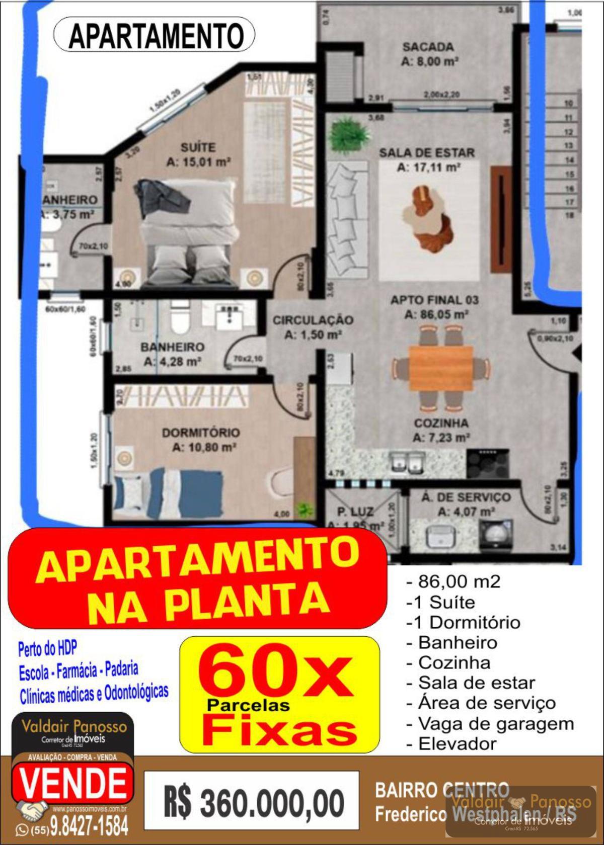 Apartamento à venda em Frederico Westphalen, Centro, com 2 quartos, 86m²